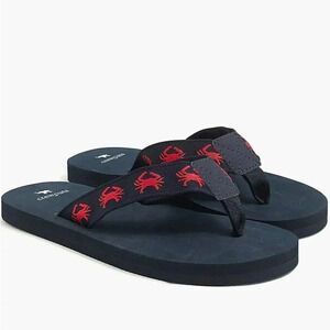NWT J.Crew Factory Crewcuts Kids Crab Flip-Flops Navy Red Sandals Size K10